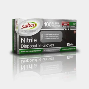 Sabco Large Black Disposable Gloves- Box of 100