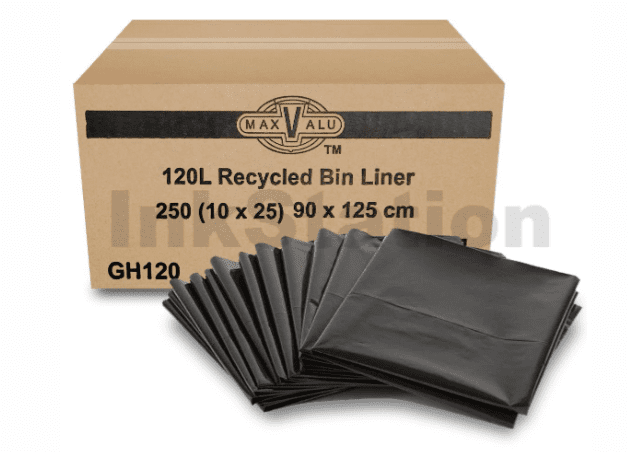 Bin Liners 120L Premium All-Purpose Black 125x90cm - 250 Bags