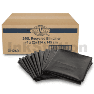 Heavy Duty 240L Black Bin Liners 135x57+56cm - 100 Bags