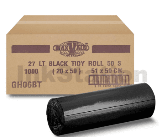 Bin Liners 27L Black Bin Liners 59X51cm - 20 Rolls (1000 Bags)