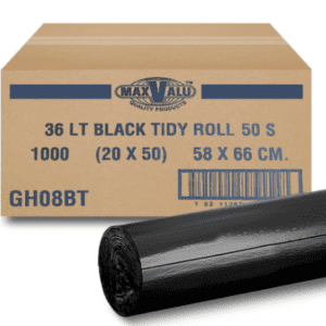 Tidy Bags 36L Black Bin Liners 65X58cm - 20 Rolls (1000 Bags)